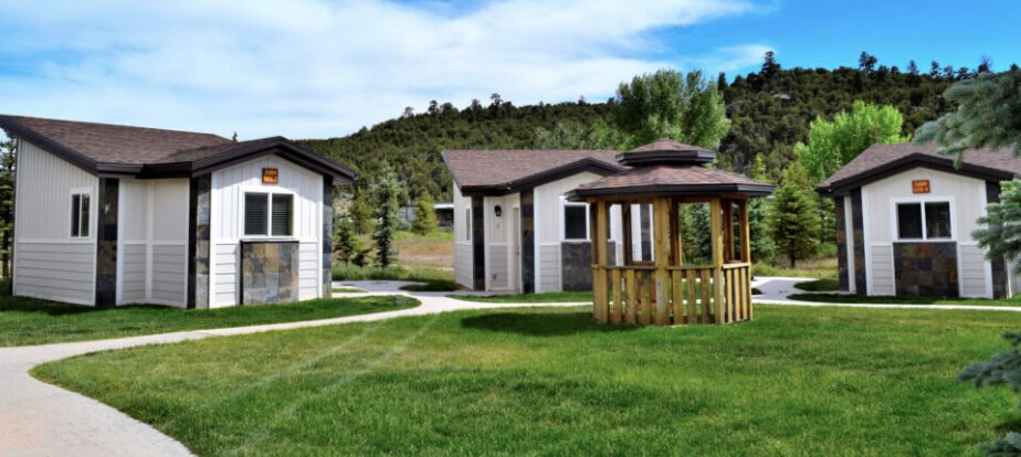 Luxury family or Individual Cabin As Viewed From The Landscaped Back Yard At Dutch John Resort At Flaming Gorge