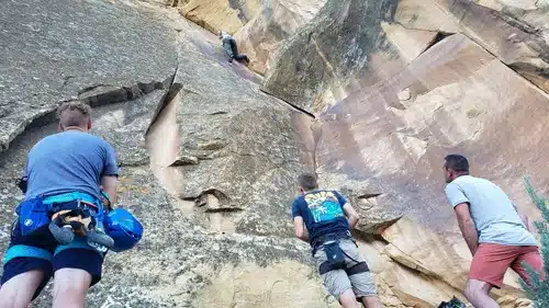 Canyon walls and terrain near the Ashley Gorge Via Ferrata approach outside Vernal, Utah