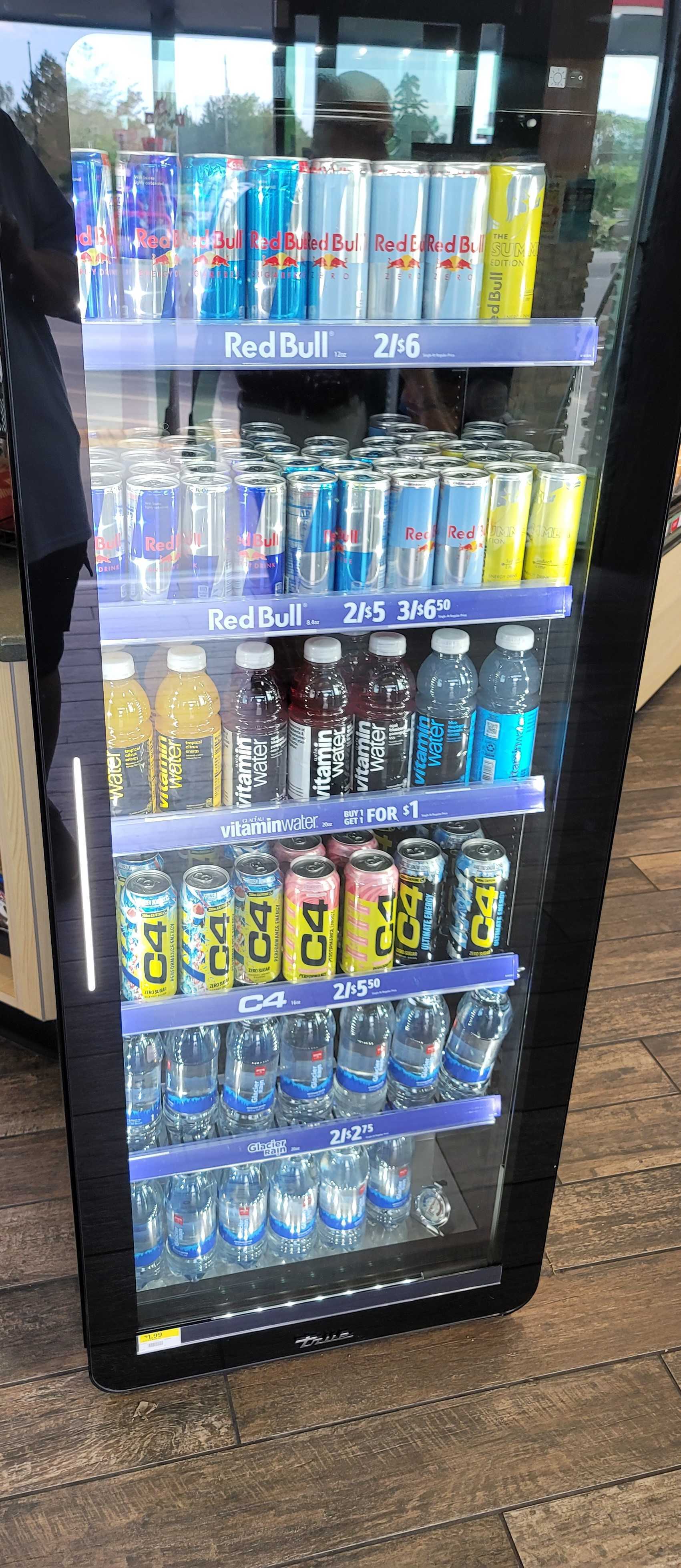 Cold drink coolers with beer, soda and energy drinks at Dutch John Resort