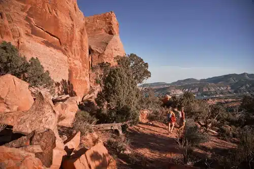 Trailhead terrain and canyon rock at the Ashley Gorge Via Ferrata near Vernal, Utah