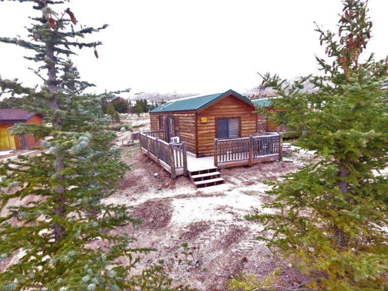 Dutch John Resort cabins in winter at Flaming Gorge