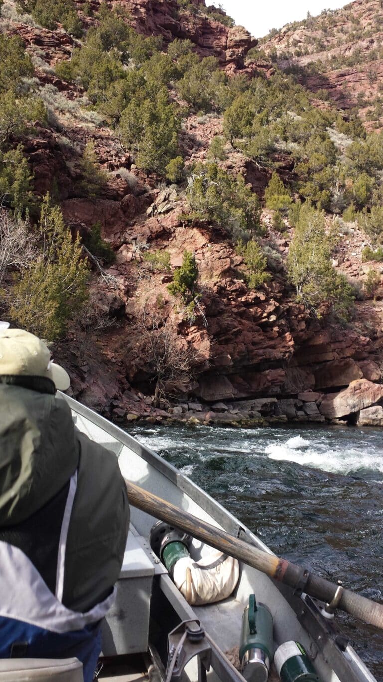 Winter fly fishing on the Green River near Dutch John Resort