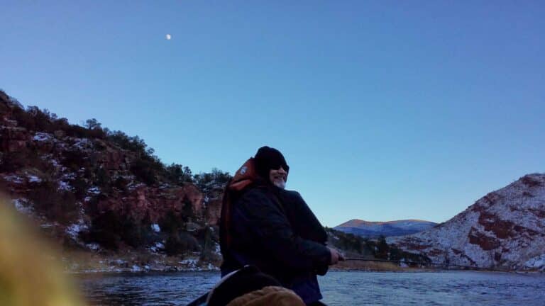 Winter fly fishing on the Green River near Dutch John Resort